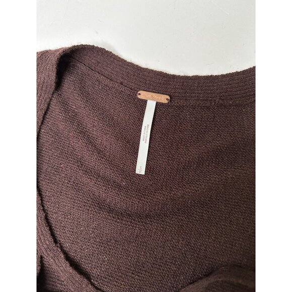 Free People Crisscross Tunic Sweater Small Mocha Brown Boho Long Sleeve - Picture 4 of 9